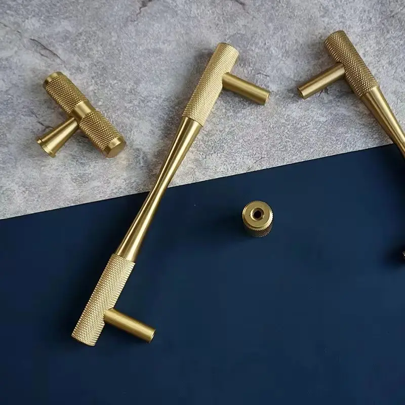 Designed 8PCS Solid Brass Knurled Furniture Pulls Handles Drawer Knobs Cupboard Wardrobe Closet Dresser Cabinet Door Pulls Knobs