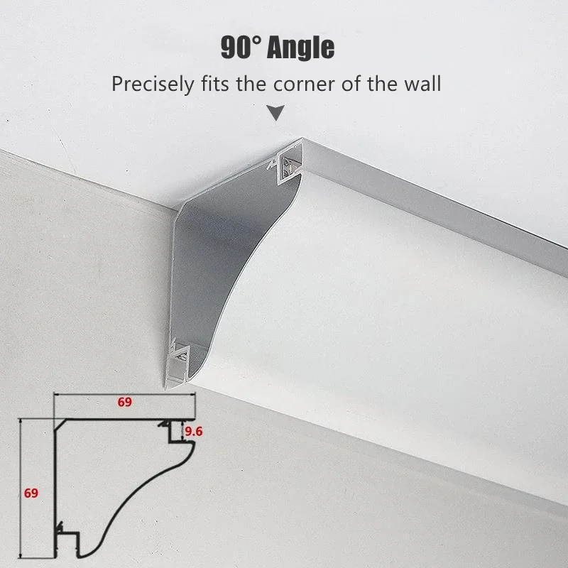 Ceiling Top Corner Line Lamp LED Aluminum Profile Surface Mounted Linear Channel Ceiling Luminous Plaster Line Decor