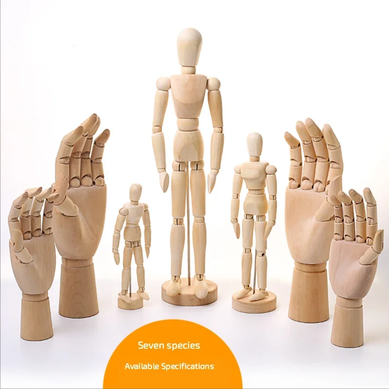 Drawing Wooden Puppet Model Sketch Painting Small Wooden Hand Flexible Movable Wooden Man Art Imitation Human Body Proportion