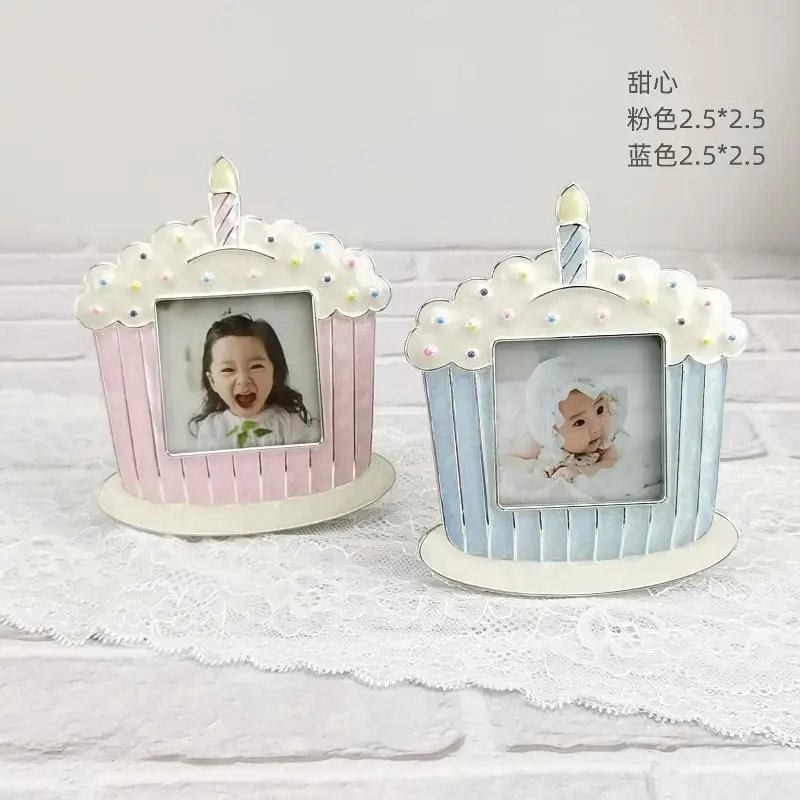 2.5-inch 6.3x6.3cm Minimalist ID Photo Metal Frame Mini Square Zinc Alloy Metal Handpolished Display Stand Wedding Photo Frame