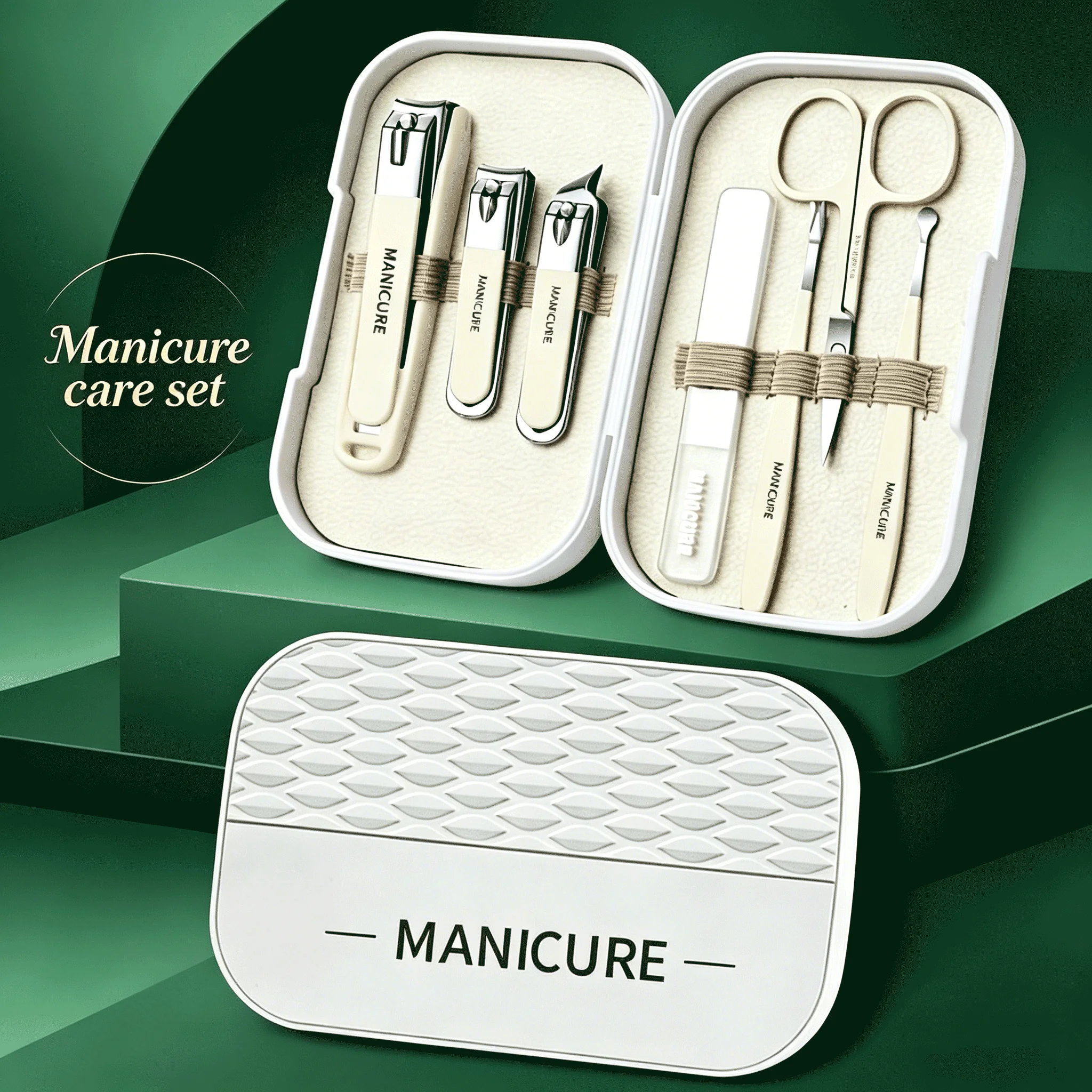 7-piece manicure set - stainless steel nail clippers for cuticle trimming and foot care tools - dead skin scissors for cleaning