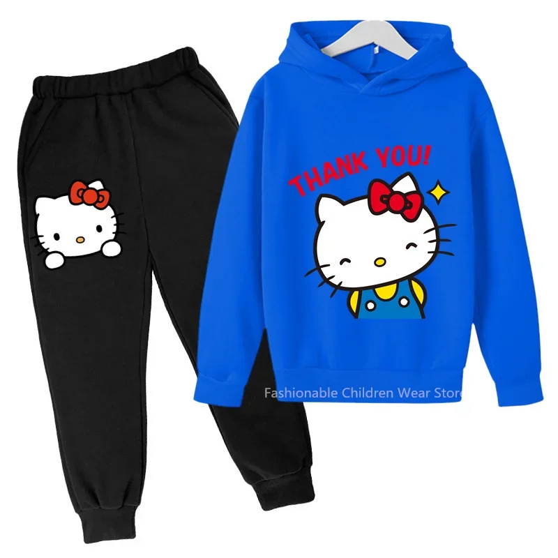 

Cute Hello Kitty Print Hoodie & Joggers Kids' Cotton Clothes Boy Girl Casual Outdoor Korean Vogue