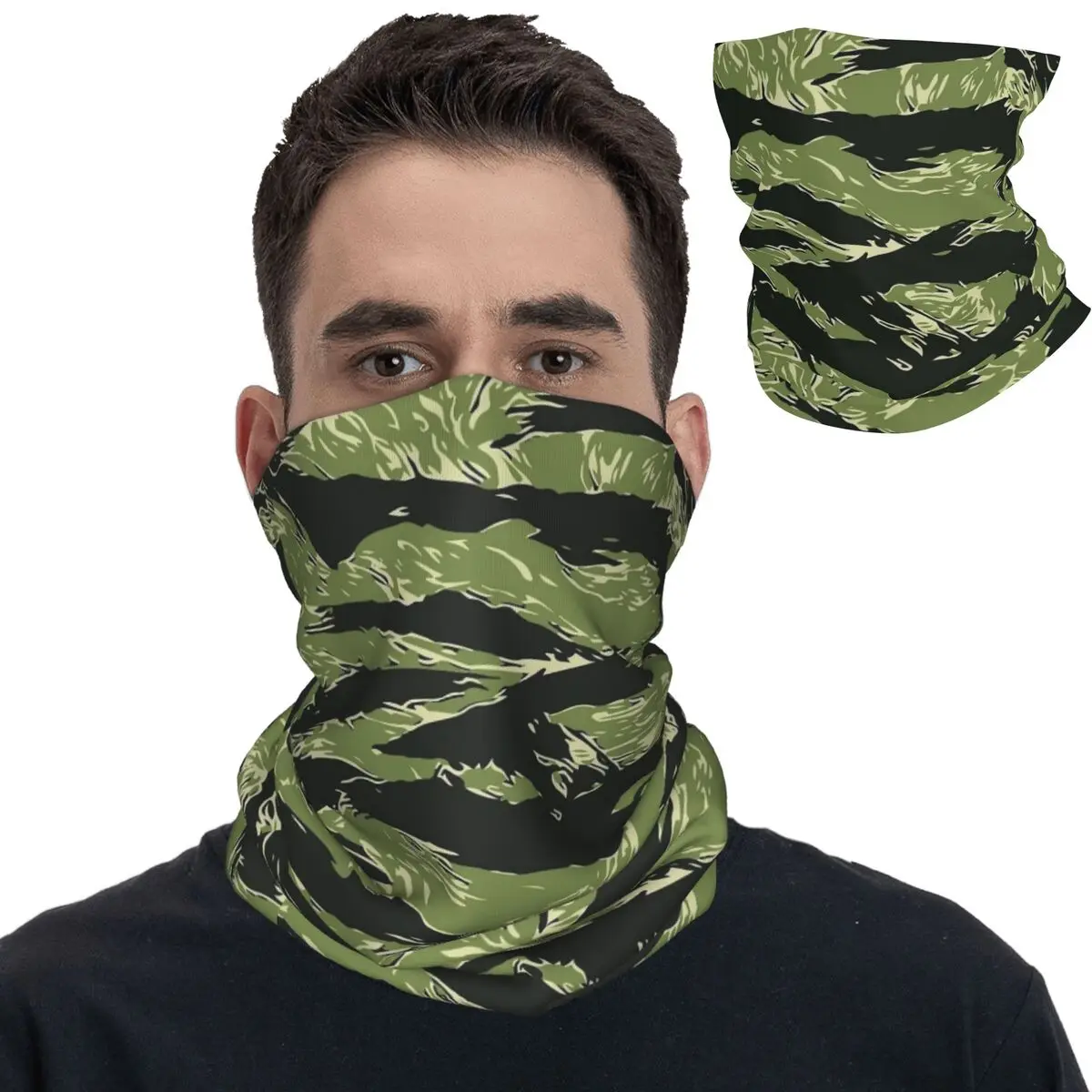 Tiger Stripe Camo Bandana Neck Cover Printed Magic Scarf Warm Headwear Cycling for Men Women Adult Windproof