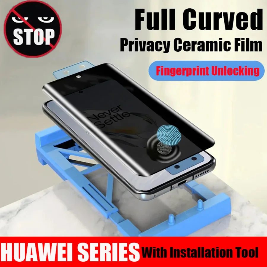 Anti Spy Ceramic Film For Huawei Mate 20 P30 P40 P50 Nova 7 8 Pro RS Anti-Peep Privacy Screen Protector With Installation Tool