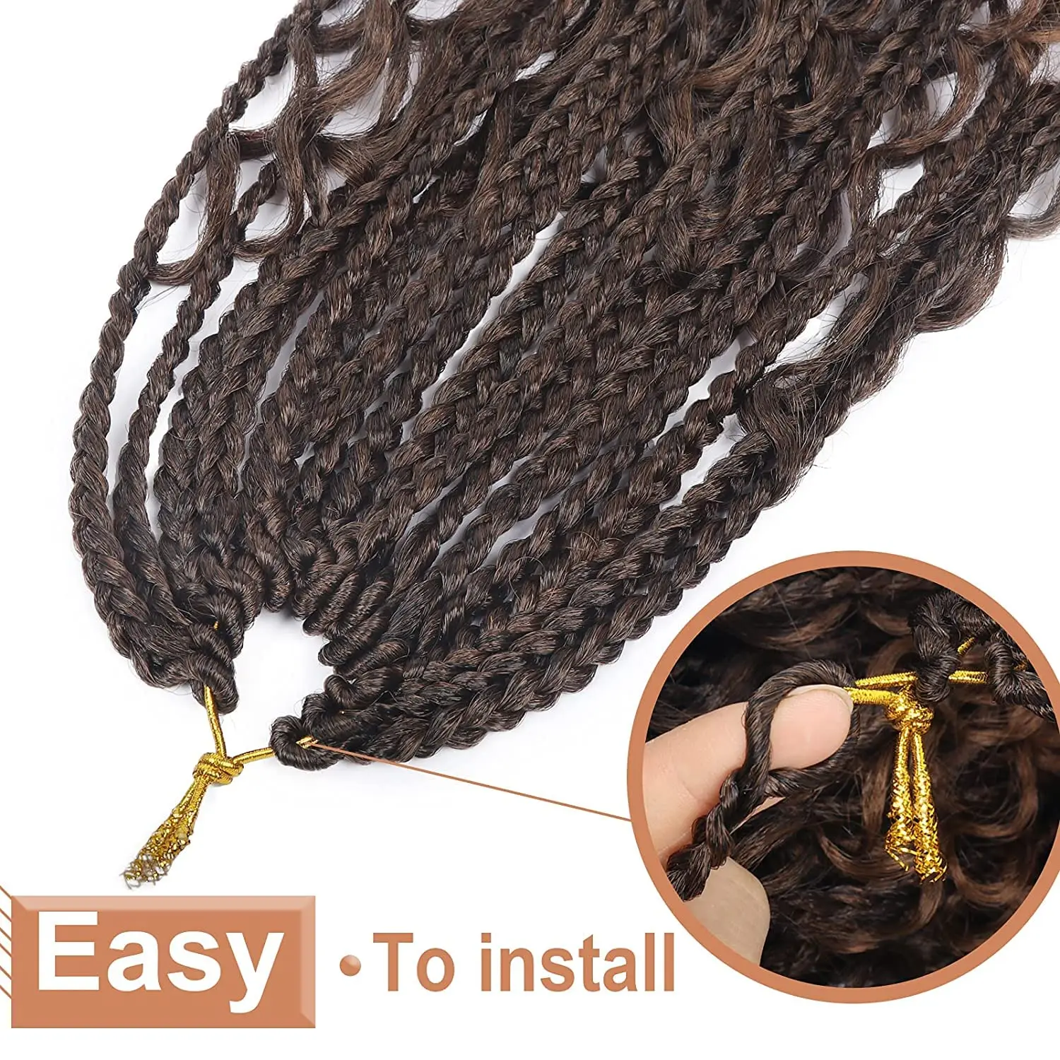 Deusa caixa tranças de crochê cabelo com extremidades encaracoladas 1/8 pacotes bohomian caixa tranças de crochê trança sintética extensão do cabelo