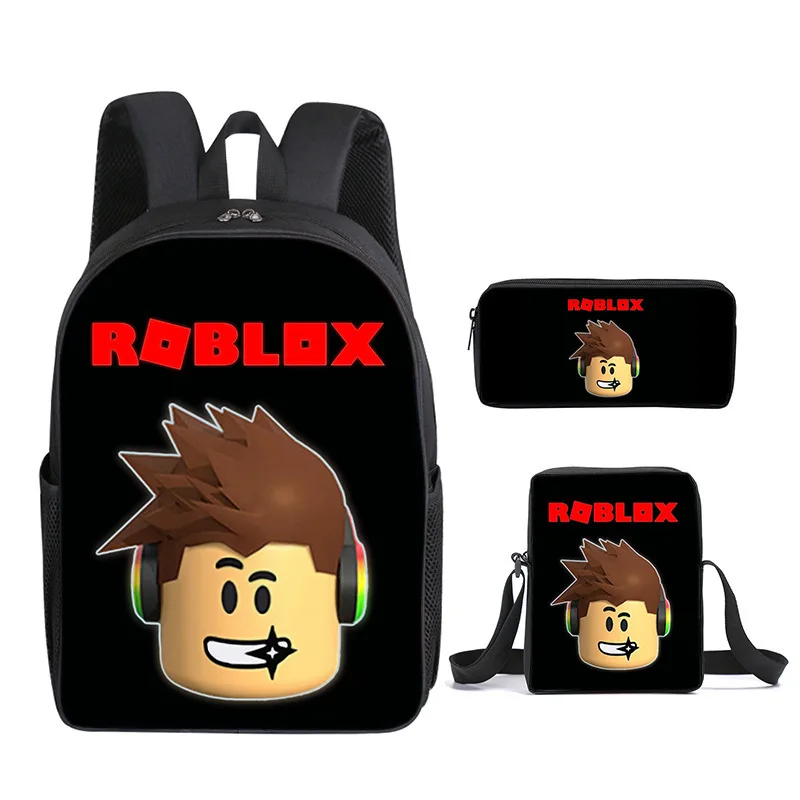 3pcs/set Roblox Game Print Backpack Pen Case Lunch Bag Set Cartoon Peripheral Student Schoolbag Learning Supplies Birthday Gifts