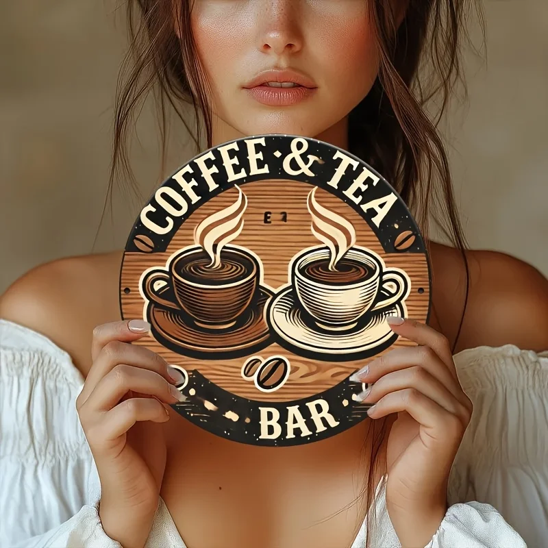 [2D Flat] Aluminum Coffee and Tea Signage, Retro Circular Logo, Tin Metal Logo, Novelty, Garage, Bar, Kitchen, Rules, Humorous,