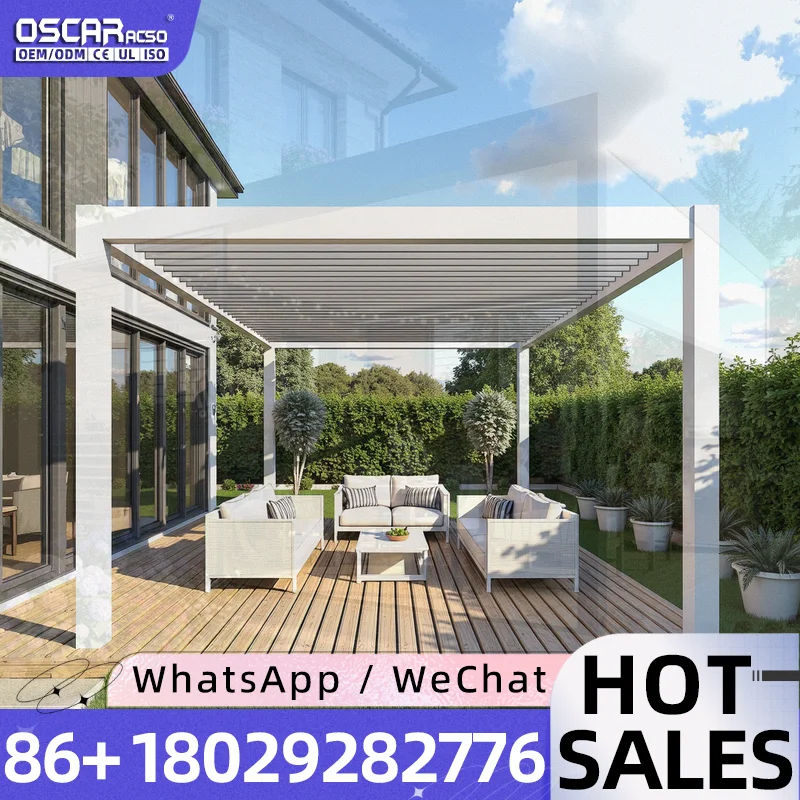 Motorized Retractable Shade Structure With Intelligent Sensor And Auto Rain Detection For Garden Balcony Terrace Outdoor Space p