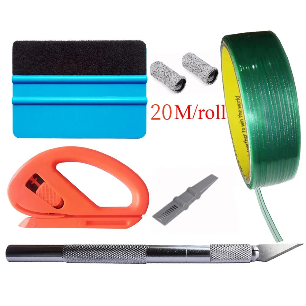 Car Vinyl Wraps Tool Kit 5/10/20m Knifeless Tape Design Cutting Line Knife Plastic Tint Squeegee Window Film Install Scraper