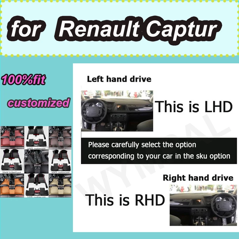 

LUXURY Custom Automotive Car Floor Mats For Renault Captur 2014 2015 2016 2017 Floor Mats