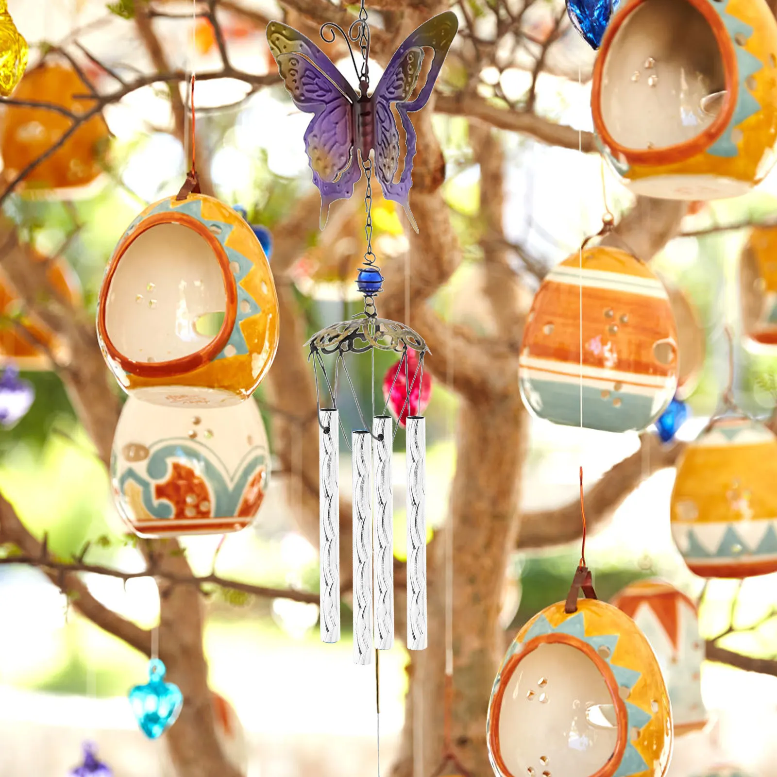 20 قطعة أنابيب الرياح المعدنية DIY استبدال أجزاء لملحقات جرس الرياح صياغة أنابيب حديقة معلقة الديكور #3