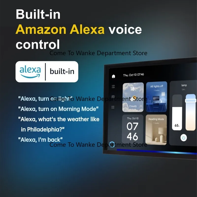 Tu0ya 8-inch Smart Music Host Central Control Screen with ZIGEE Gateway Built-in Alexa Voice Control Full Screen for Home Autom