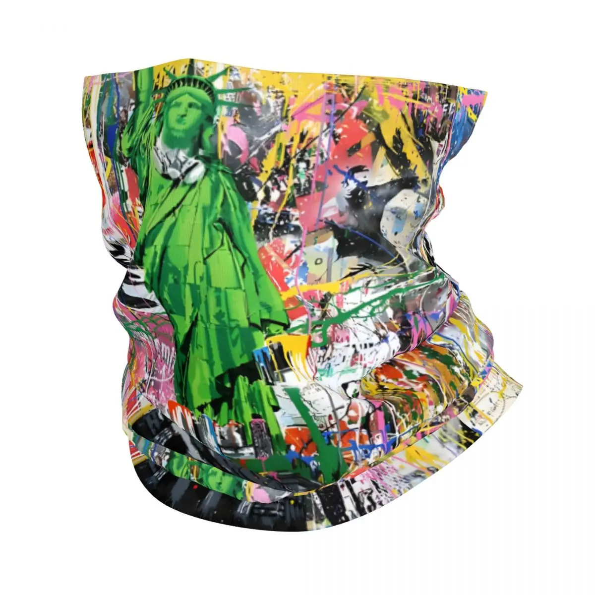 Statue Of Liberty Holding Paintbrush Pop Culture Street Art Mashup Scarf Neckerchief Neck Face Mask Polyester