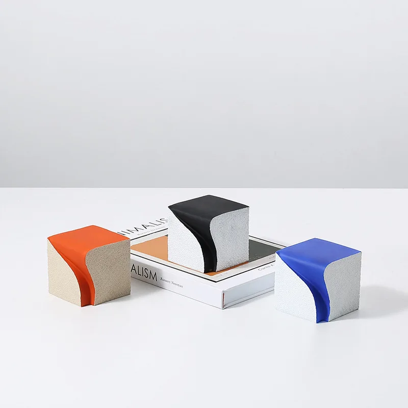 Nordic wabi sabi hand-painted streamlined square resin ornament,  homestay  coffee table soft decoration