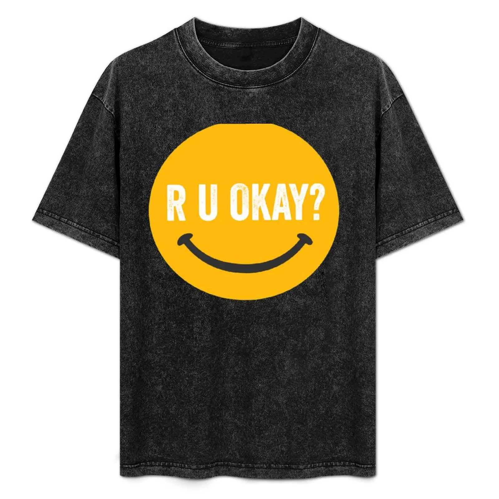 

R U ok T-Shirt blacks oversizeds blue lock topping Men's t-shirt