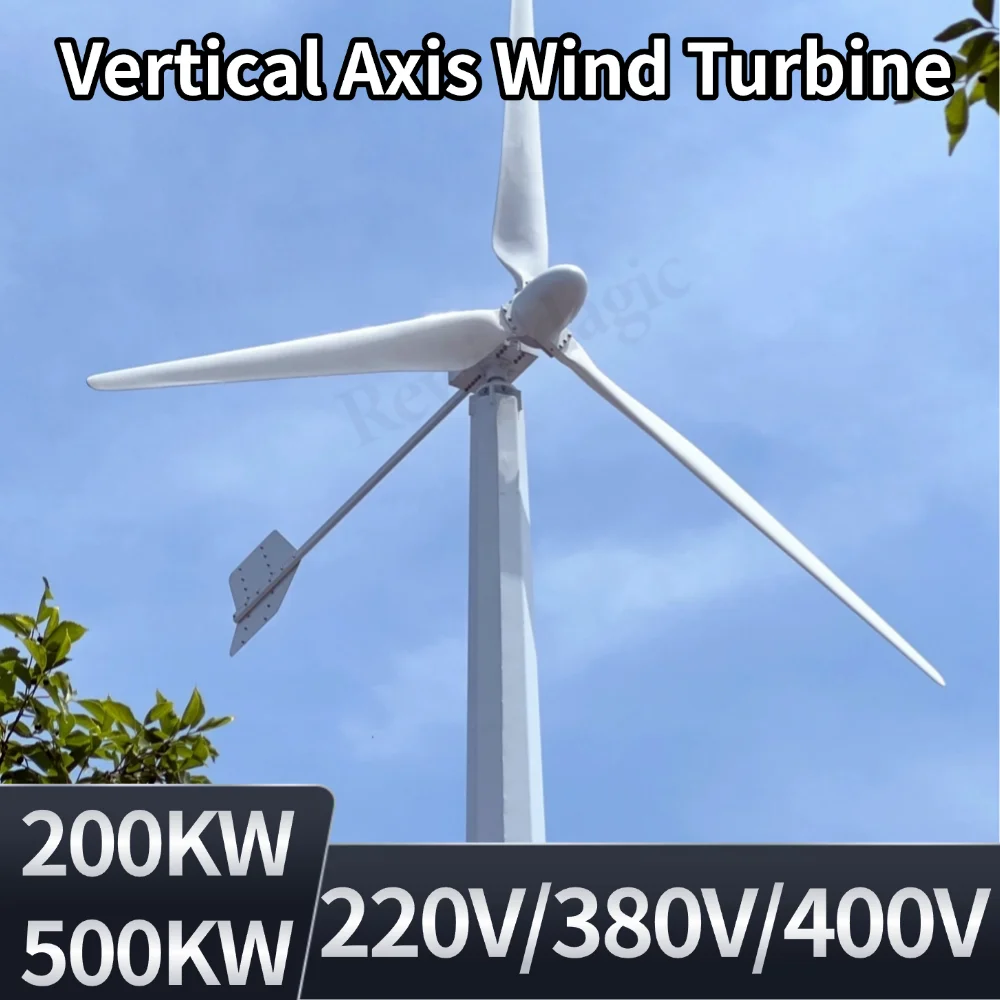 100KW 200KW Wind Turbine Generat Horizortal Turbine Alternative Free Energy Windmill 220V 380V Hybrid Controller for Homeuse