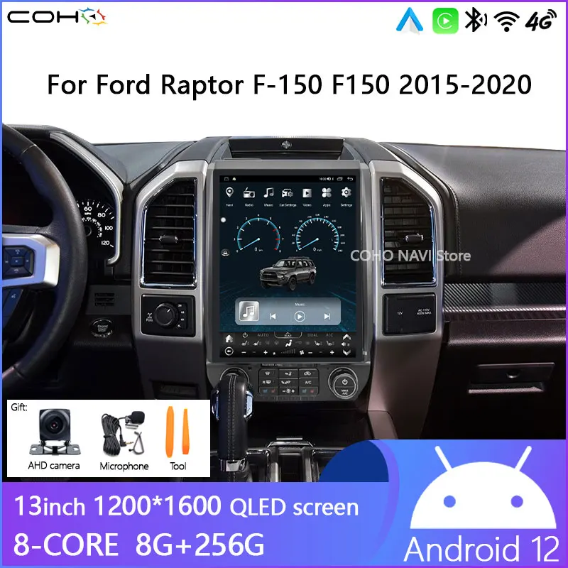 

Ford Raptor F-150 F150 2015-2020 video player multimedia player GPS Carplay android auto 13inch Tesla style screen 8-core