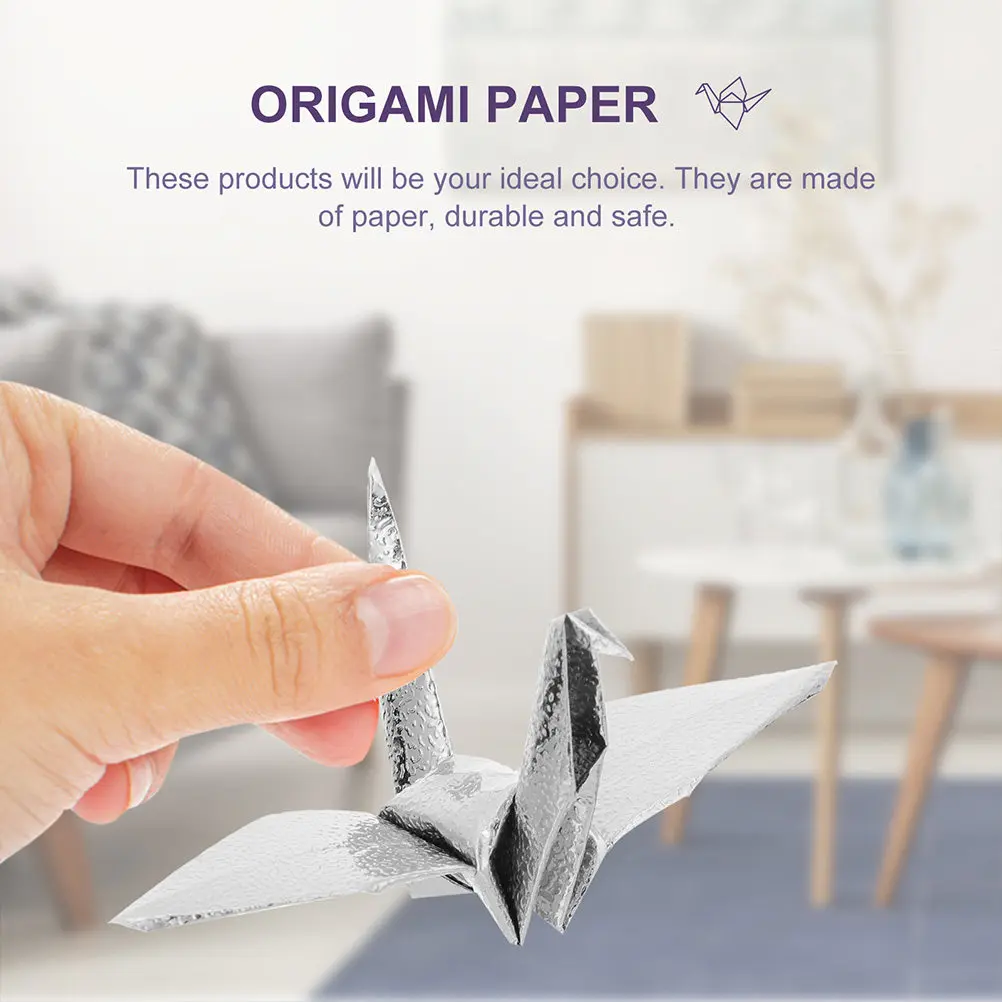 100Sheets Pearl Folding Origami Paper Silver Color DIY Craft Paper Handmade Decorative Folding Supplies DIY Supplies