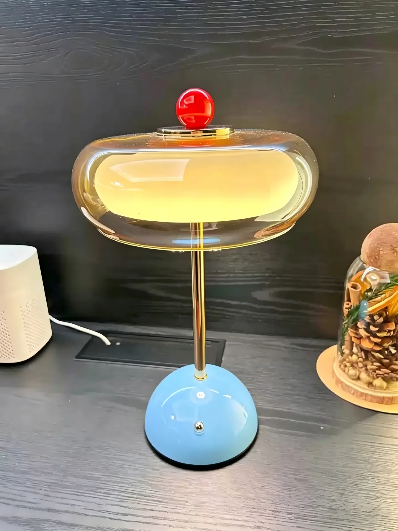 LED Dopamine Retro Desk Lamp Flying Saucer Shape Colorful Bedside Table Light for Bedroom Study Home Decoration