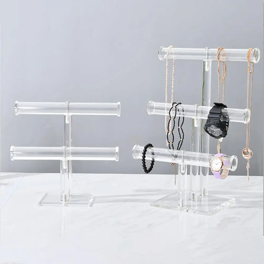 Jewelry Rack Multi-Tier Keep Organized Jewelry Storage Acrylic Hairband Watch Necklace T-bar Display Stand Jewelry Accessory