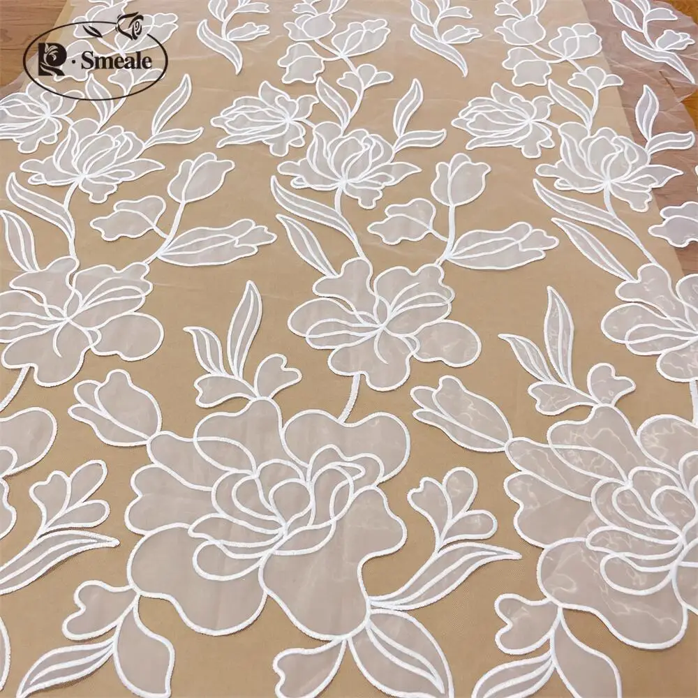 1 Yard = 1 Pack. High-End-Design, weißer Spitzen-bestickter Stoff, handgenäht, DIY-Mode, Hochzeitskleid, Modenschau, Spitzenstoff RS4358 – Detail 2