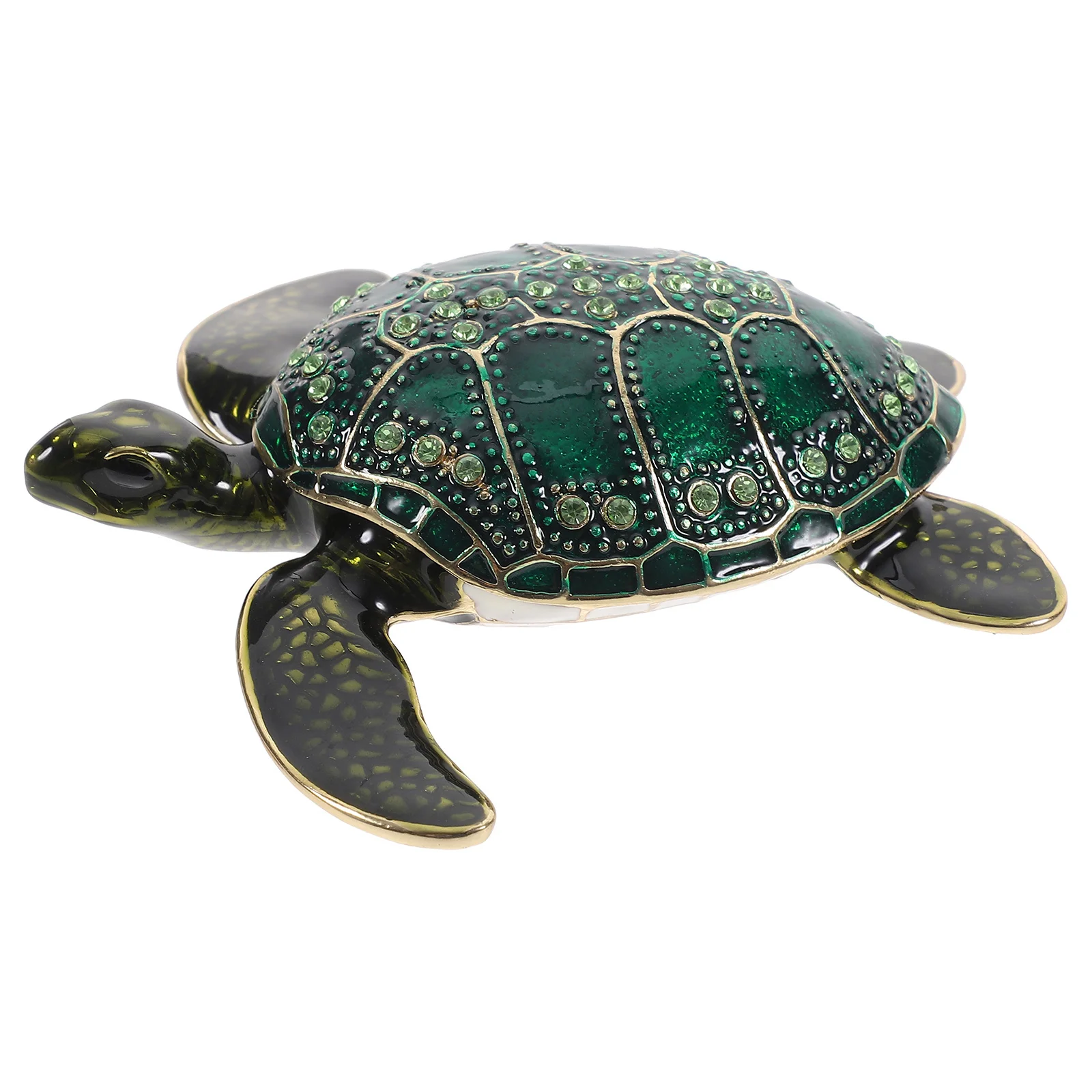 Vintage Enameled Turtle Jewelry Box Small Sea Turtle Shaped Trinket Organizer Desktop Decor Enamel Trinket Box