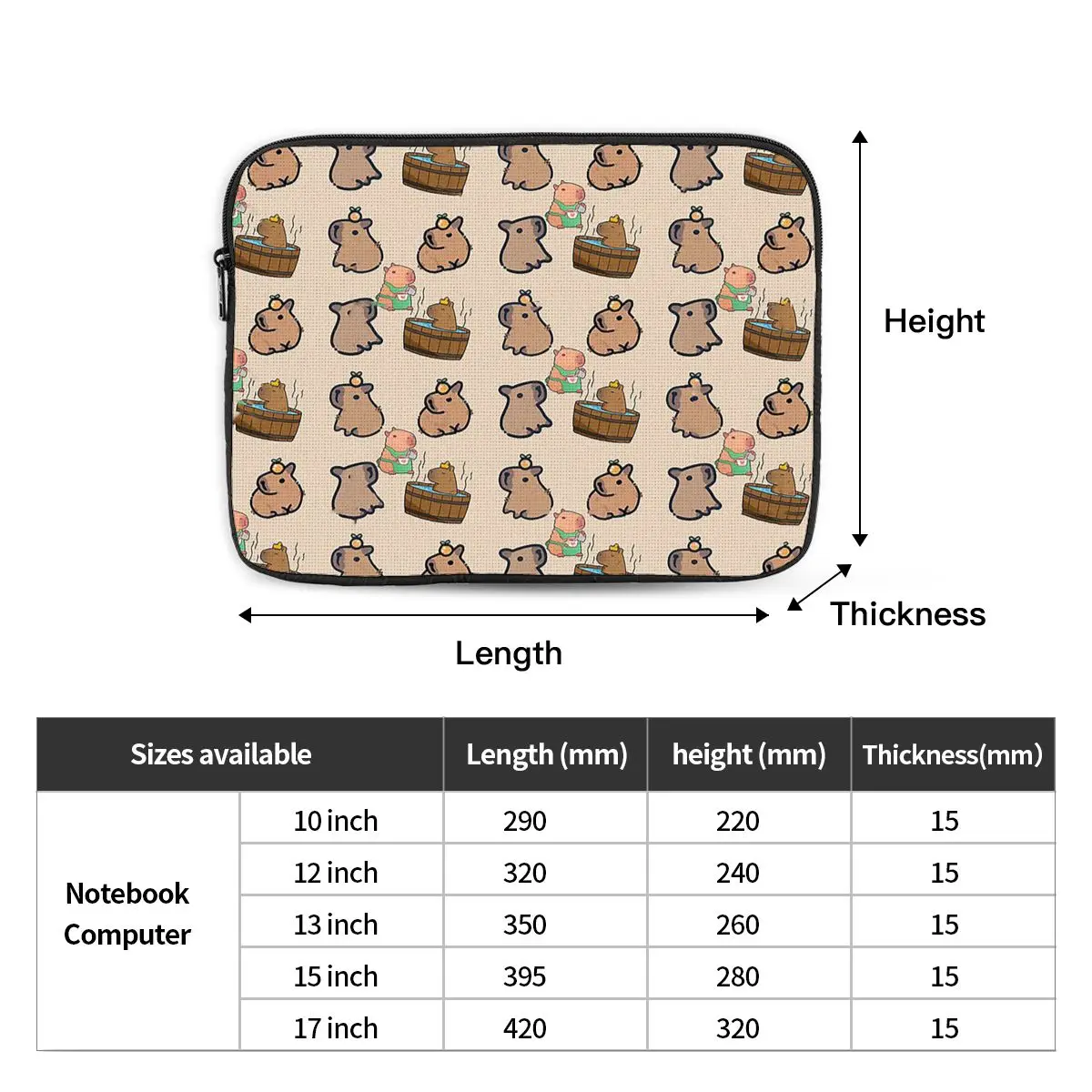 Capybara Group Notebook Laptop Bag Case Pouch 10 12 13 15 17 Inch For Macbook Air Pro Tablet Shockproof Case Bag