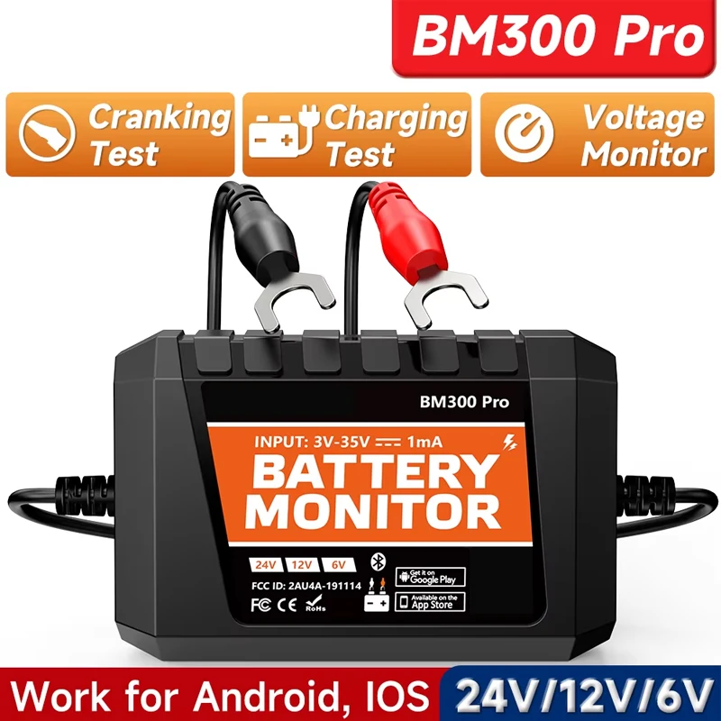 2024 New  BM300 Pro Battery Monitor 24V Battery Tester 12V SOH SOC Battery Health Analyzer Battery Tools