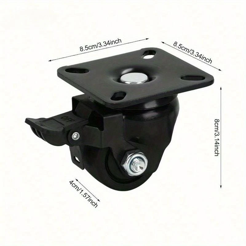 1PC 2 Inch Caster Wheels with Brake Heavy Duty Nylon Furniture Casters Upgraded High Load Capacity 2200lbs