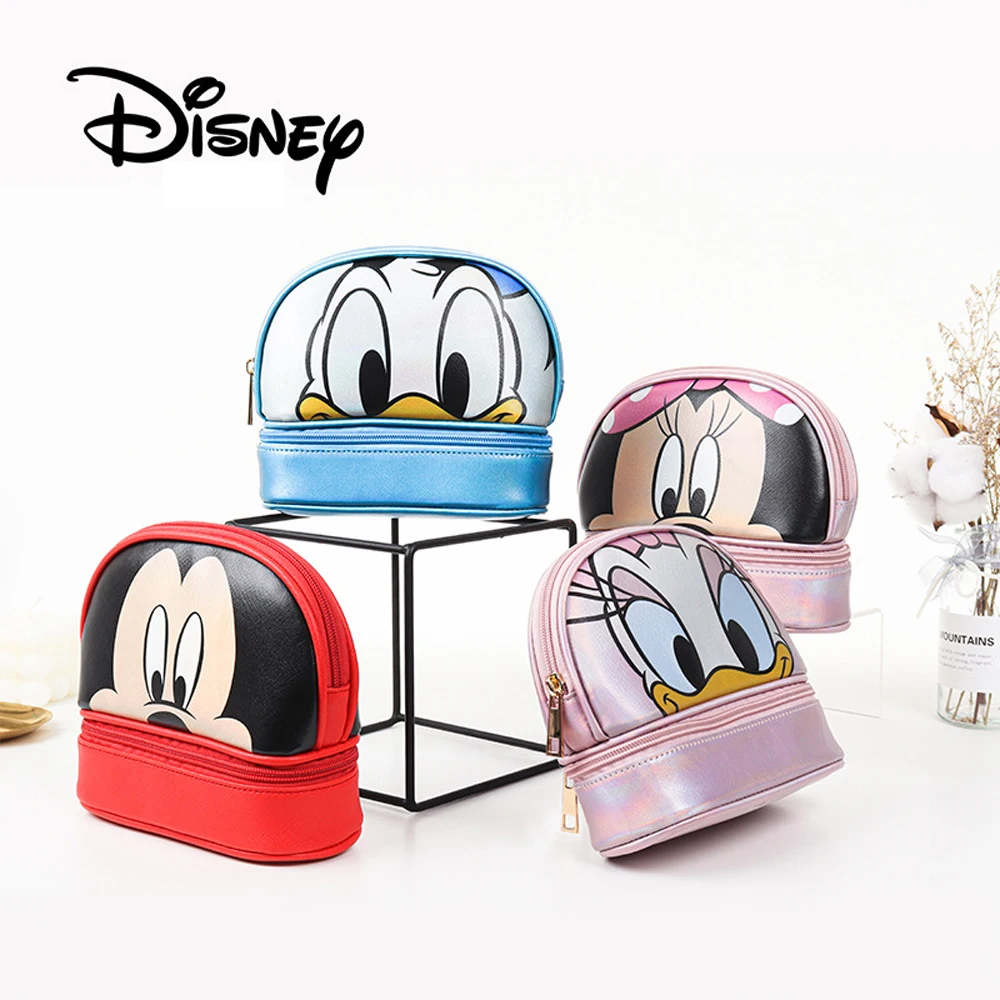 Disney Mickey Mouse Makeup Bag Original Donald Duck Large Capacity Shell Bag Simple Cosmetic Storage Bag Portable Lady Hand Bag