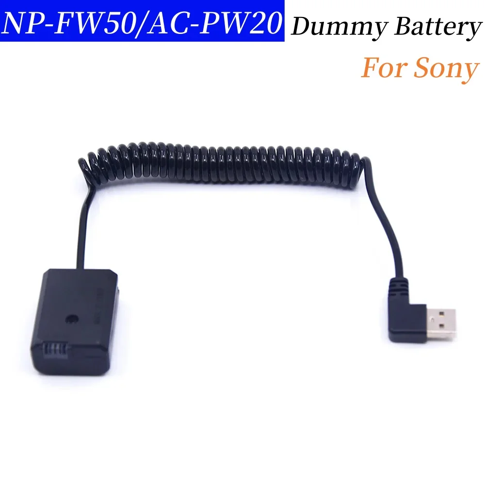 

NP-FW50 DC Coupler AC-PW20 Dummy Battery Spring Cable 8V USB to For Sony Camera A7000 ZV-E10 A7 A7II A7R A6000 A6300 A6500 A5000