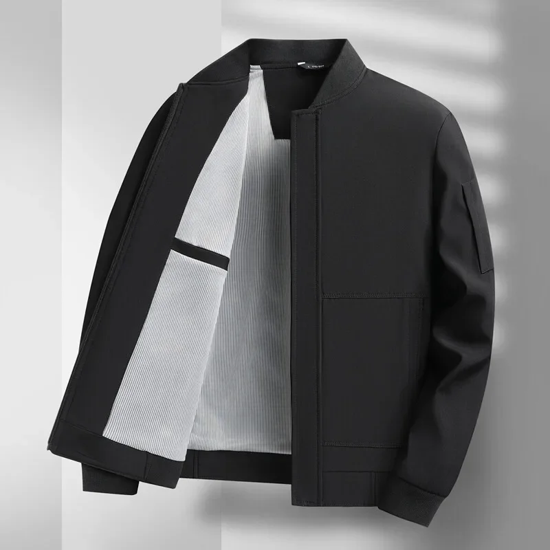 

LIBIELIY Men's Baseball Collar Solid Zipper Jackets Business Casual Outwear Coats Male Spring Autumn Long Sleeve Fashion Jacket
