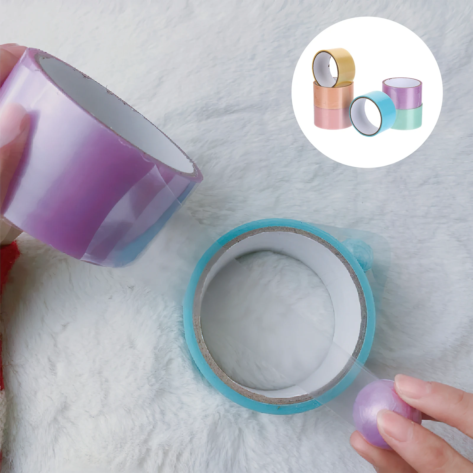 

6 Rolls Vending Machine Sticky Paper Tape Baby Making Adhesive Sensory Colorful