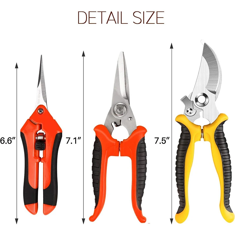 3PCS Garden Pruning Shears Set Stainless Steel Garden Shears Gardening Shears Gardening Garden Scissors For Pruning Shears Tools