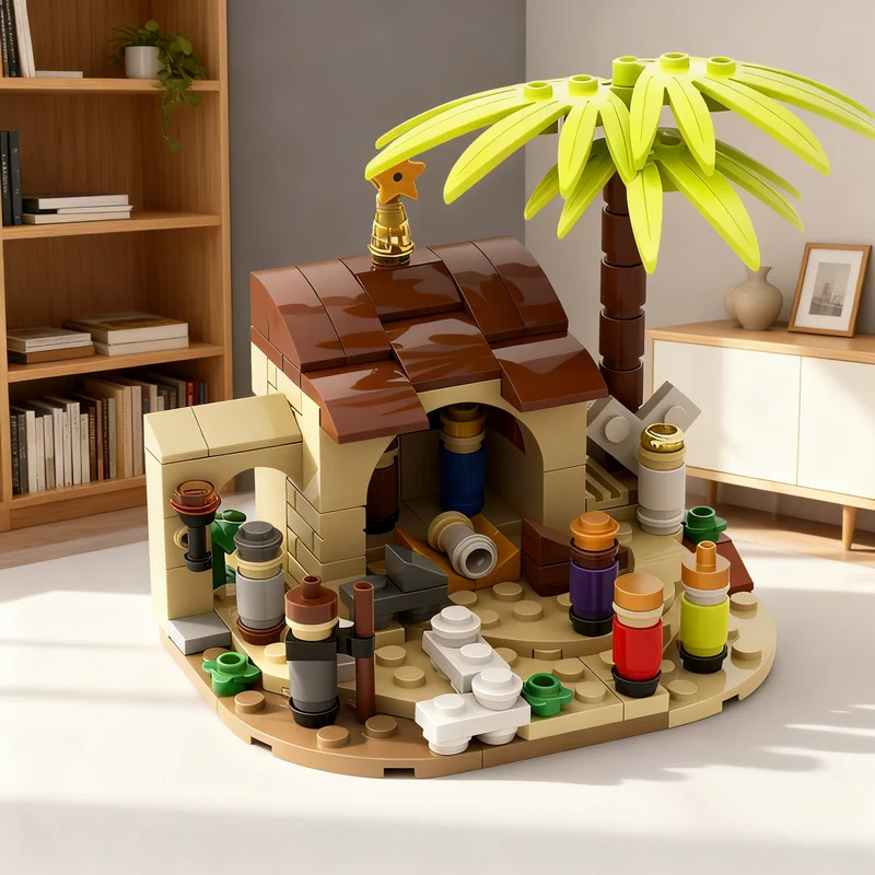 163pcs MOC Seasonal Miniature Nativity Scene Model Building Blocks Christmas Gift Creative For Desktop And Shelf Display Desk