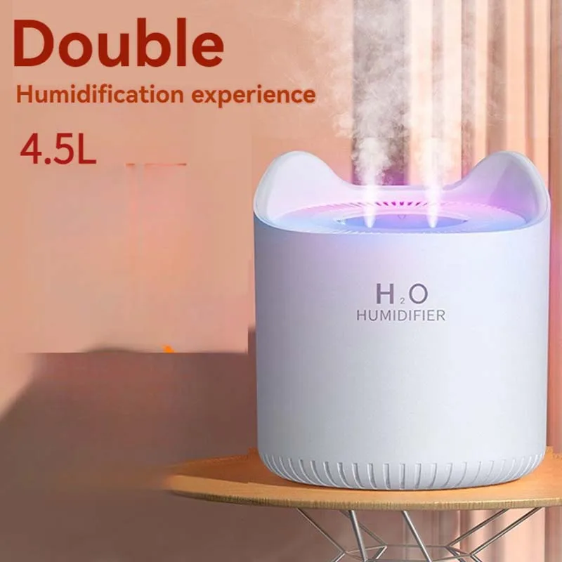 Double spray large capacity humidifier Home mini desktop fog volume humidifier Essential oil diffuser water refill air purifier