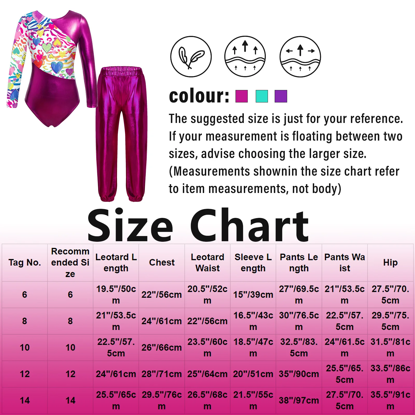 Kids Girls Long Sleeve Gymnastics Leotard with Pants Ballet Unitard Outfits Athletic Practice Jumpsuit Workout Dance Bodysuit