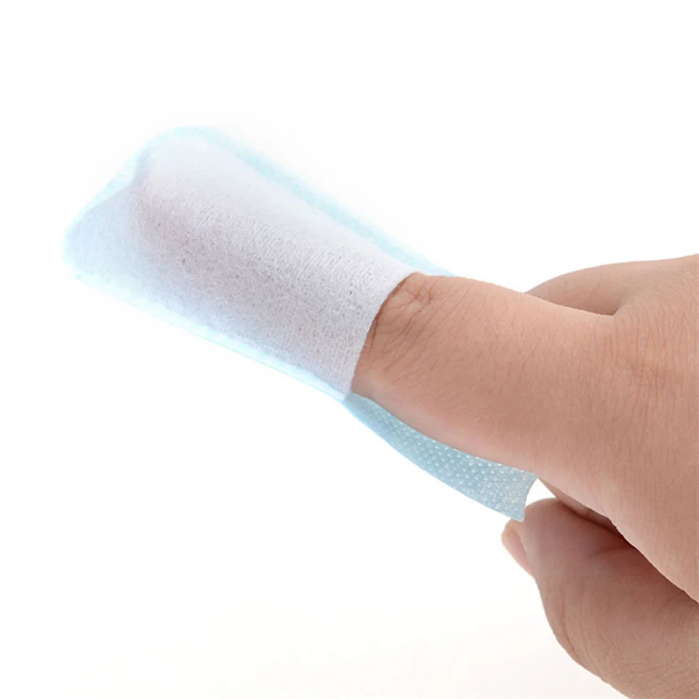 20pcs Disposable Finger Stalls Toothbrush Gauze Dental Finger Brush Oral Cleaning Wipes