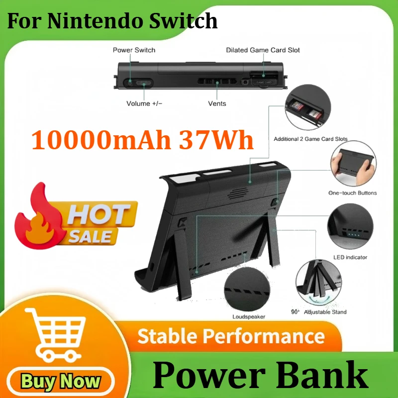

10000mAh 37Wh TYPE-C PowerBank for Nintendo Switch LCD&SwitchOLED Backup Charger Case PD Quick Charging External Battery Station