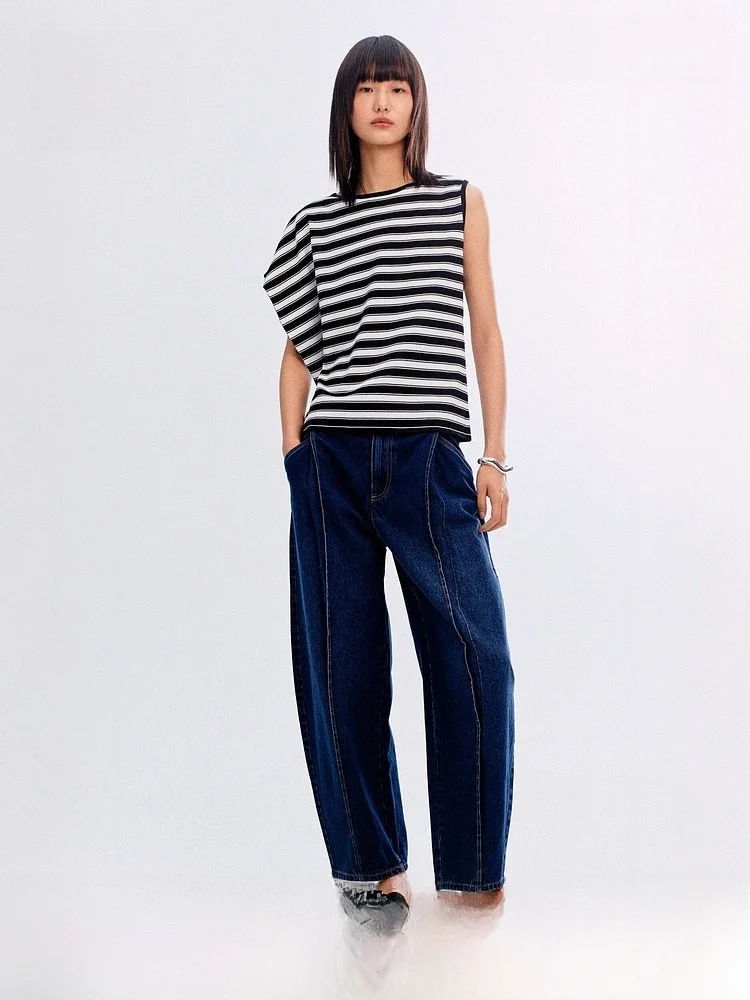 

Asymmetric Summer New Women's Top H&M Casual Style Asymmetrical Split Neckline Knitted Sweater Comfortable Fit Fashionable