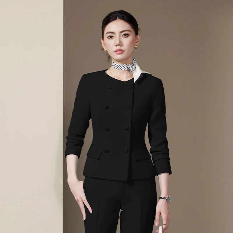 Spring and Autumn Formal Occasion Suit Set for Women High-End Elegant New Chinese Style Professional Outfit Waiter Workwear Unif