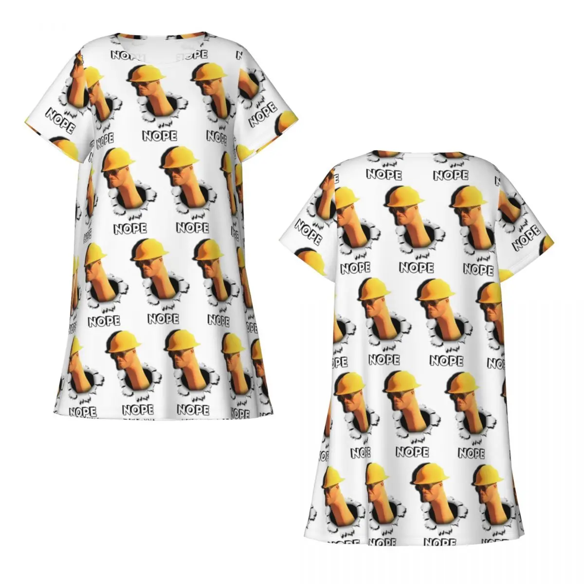 Custom Team Fortress 2 Nope Engineer TF2 Short Sleeves Nightdress For Sleeping Women Short Sleeve Nightgowns Loose Pajama Dress