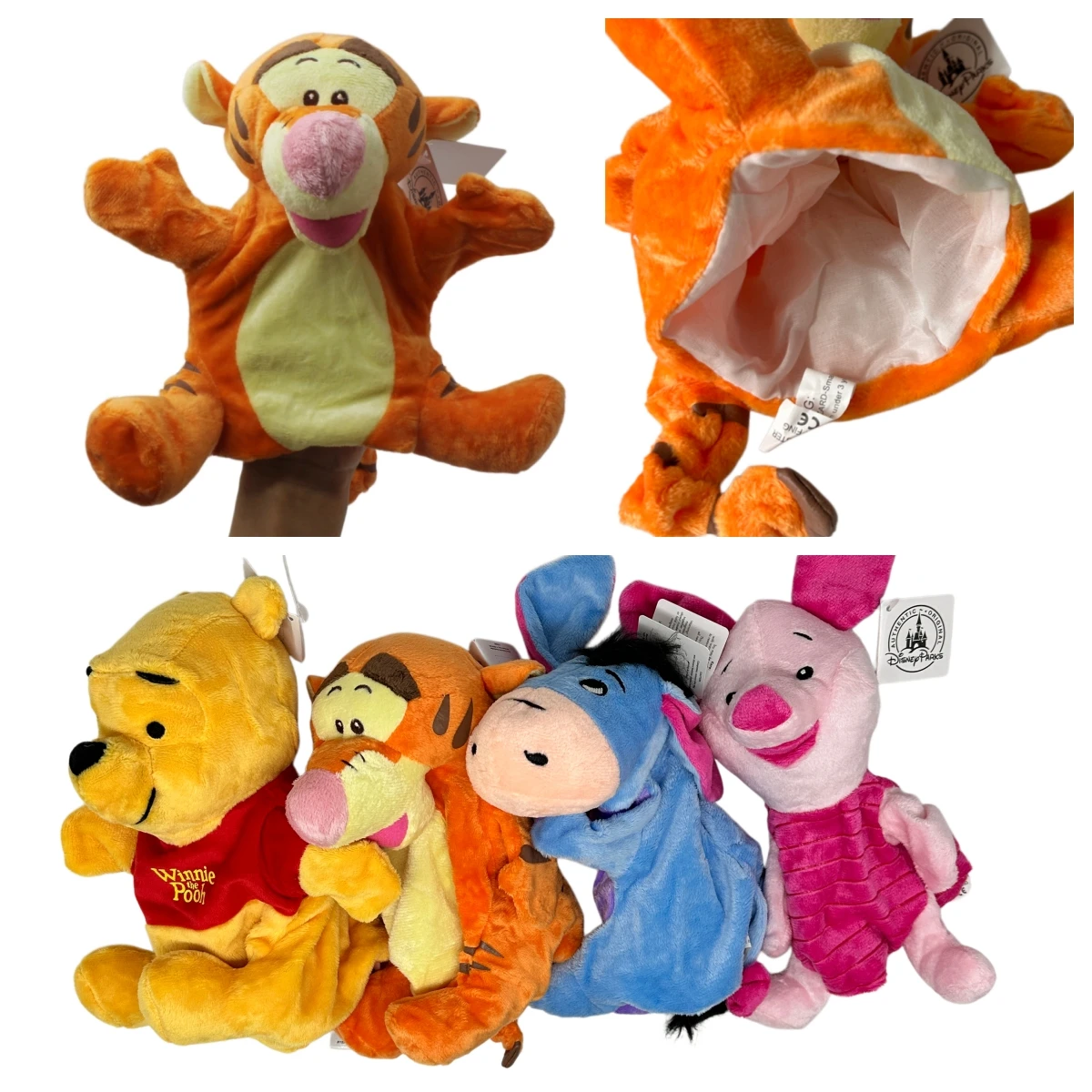 

4piece Disney Original Winnie the Pooh Tigger Piglet Plush Toy Interactive Hand Puppet Toy Birthday For Children Kids Gifts