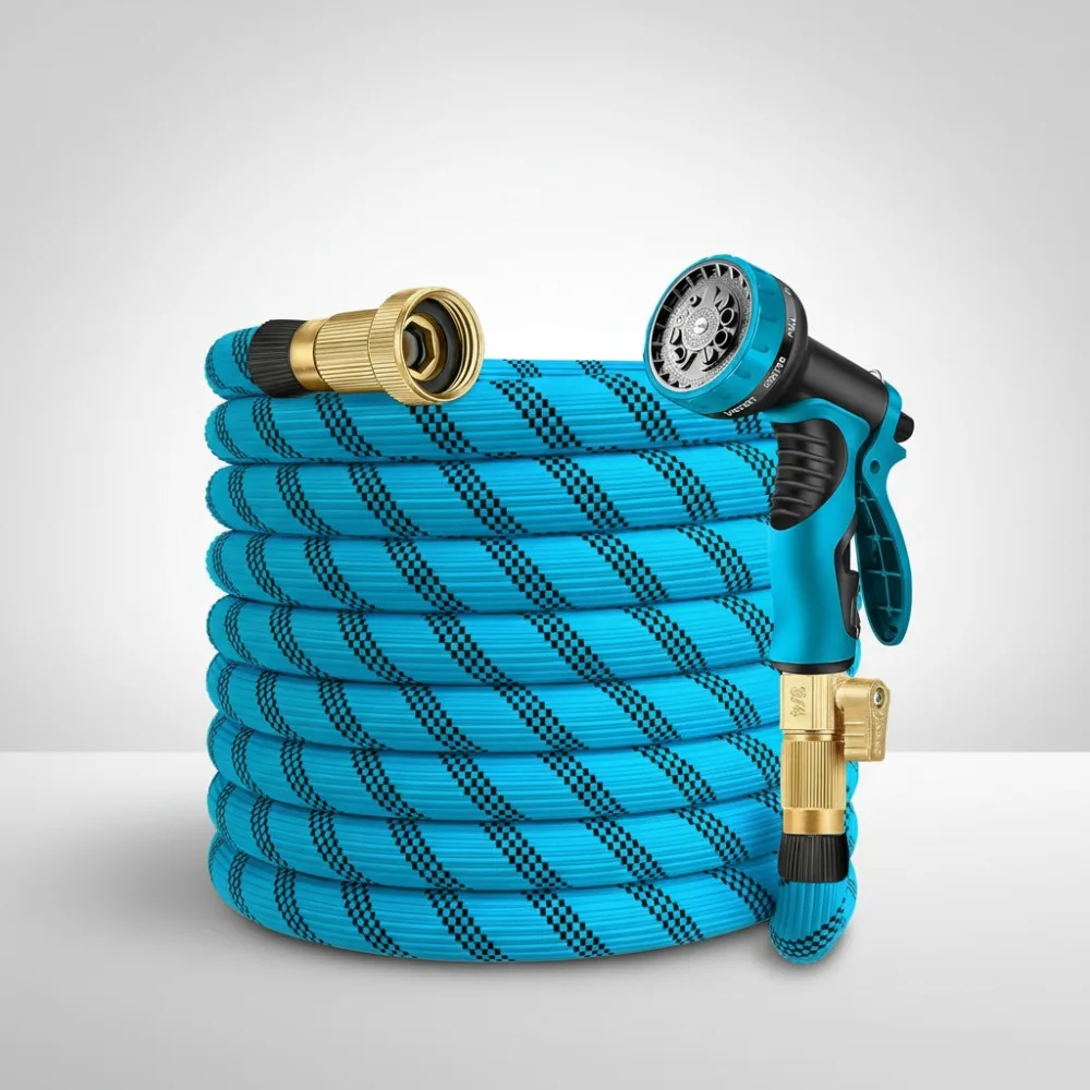 

50ft Heavy Duty Garden Hose - Kink-Free Flexible Water Pipe with 10-Function Nozzle for Car Washing & Yard Care