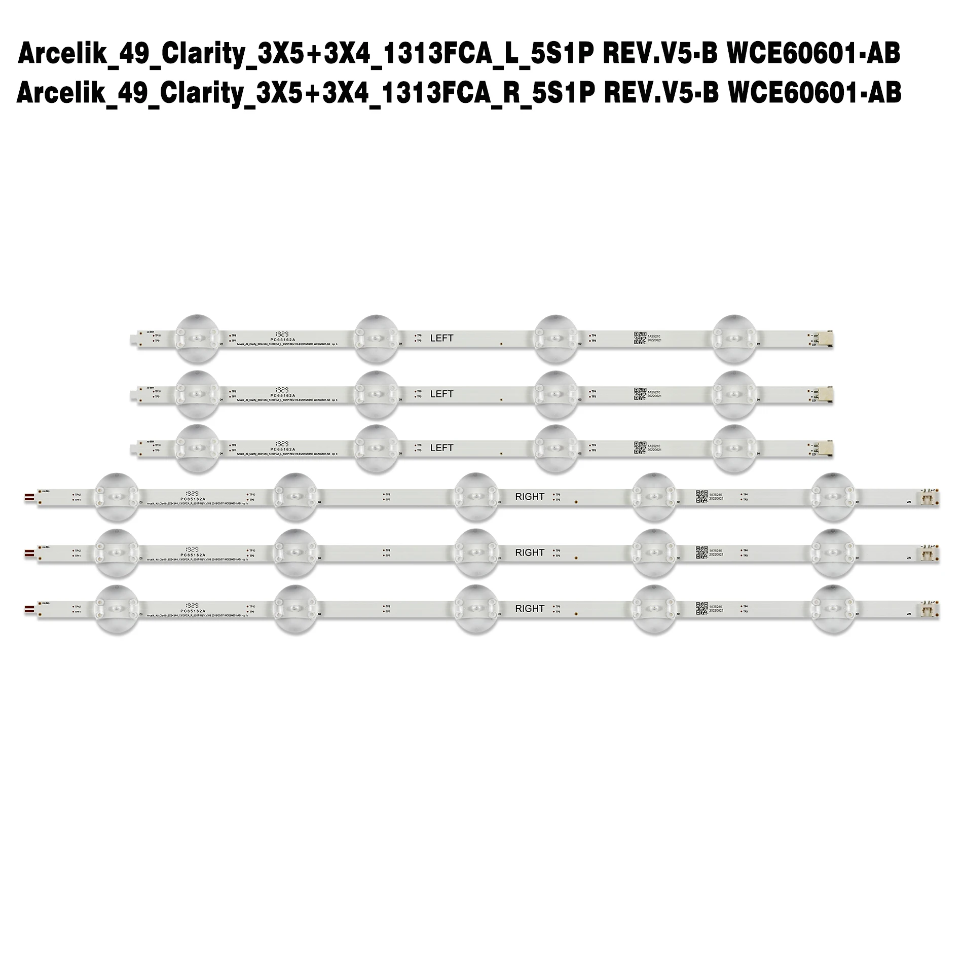 LED Backlight Strip For Arcelik_49_Clarity_3X5+3X4_1313FCA_R L_5S1P REV.V5-B WCE60601-AB B49L 8840 A49L 8840 B49L 8752 B49L8840