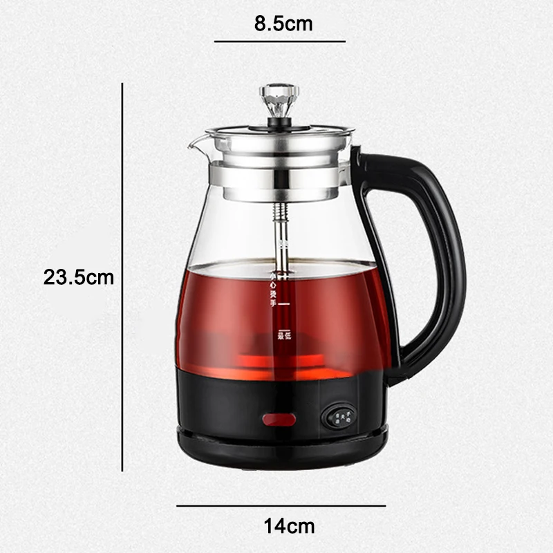 Electric Kettle Coffee Tea Maker Brewer Black Pu \'er Glass Kettles Steam Teapot Automatic Health Tea Infuser Pot Boiling Set 1L