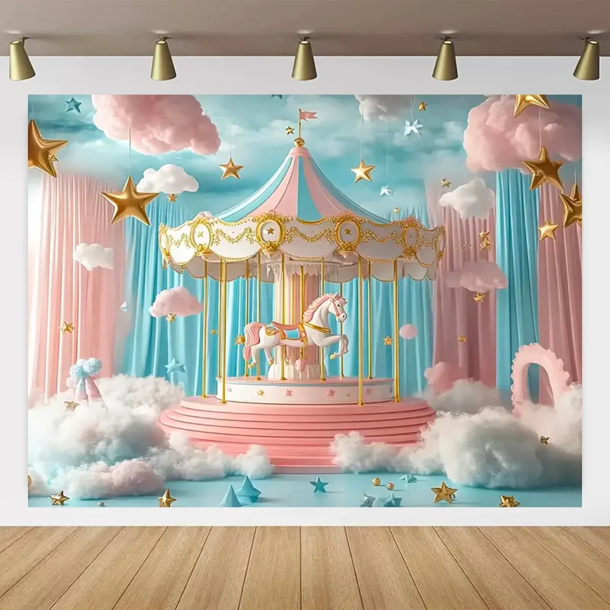 VIKAMA Carousel Tapestry Dreamy Color Palette Party-Ready Instagram-Worthy Feature Wall Crafting a Soothing Enchanting Ambiance