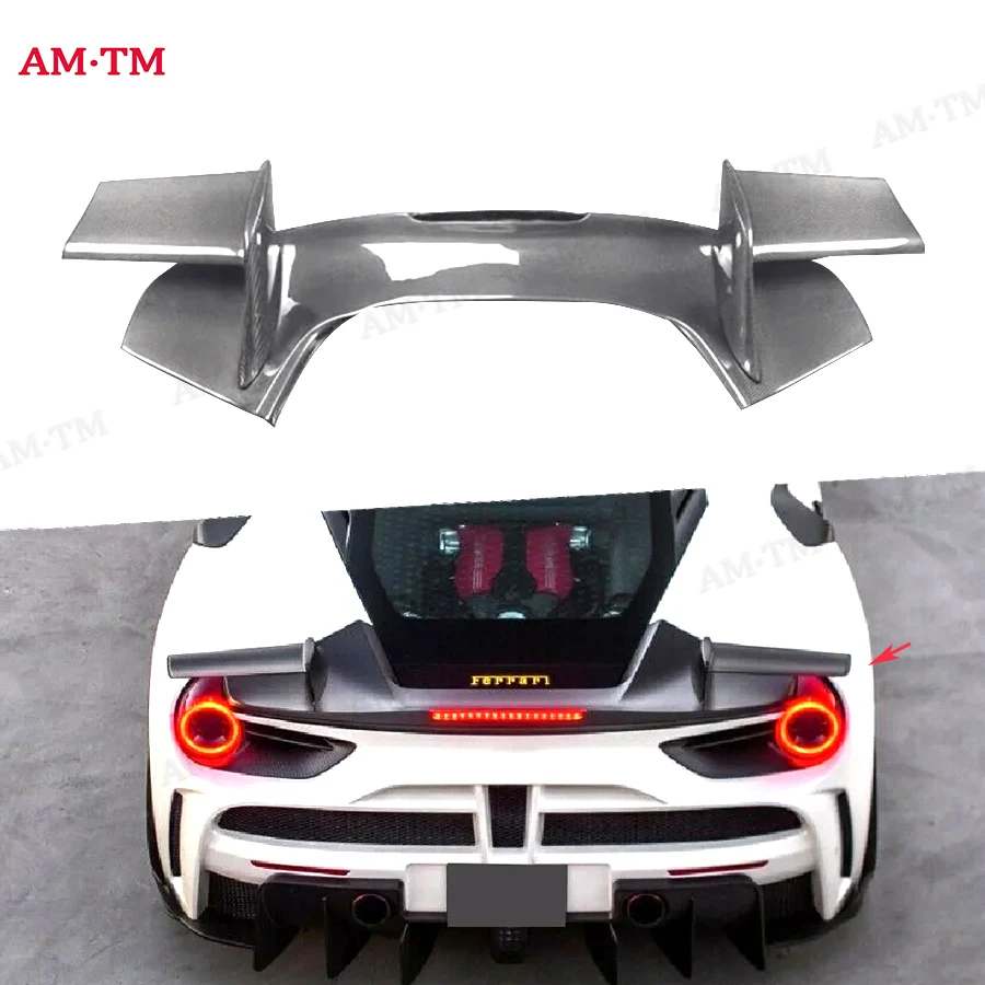 

Спойлер из углеродного волокна для Ferrari 488 ms Style, задние хвостовые плавники, автомобильное крыло в виде утконоса, модернизация заднего крыла, обновленный комплект кузова