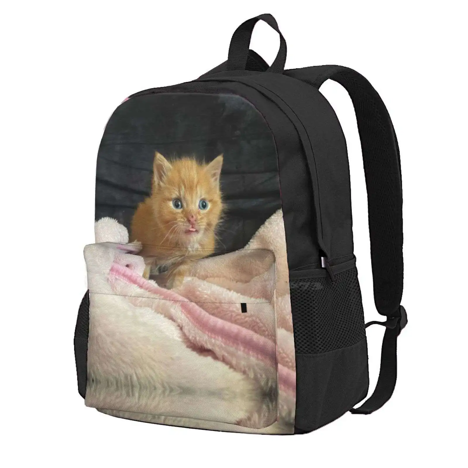 Blop Hot Sale Schoolbag Backpack Fashion Bags Cute Cat Kitten Weird Ginger Orange