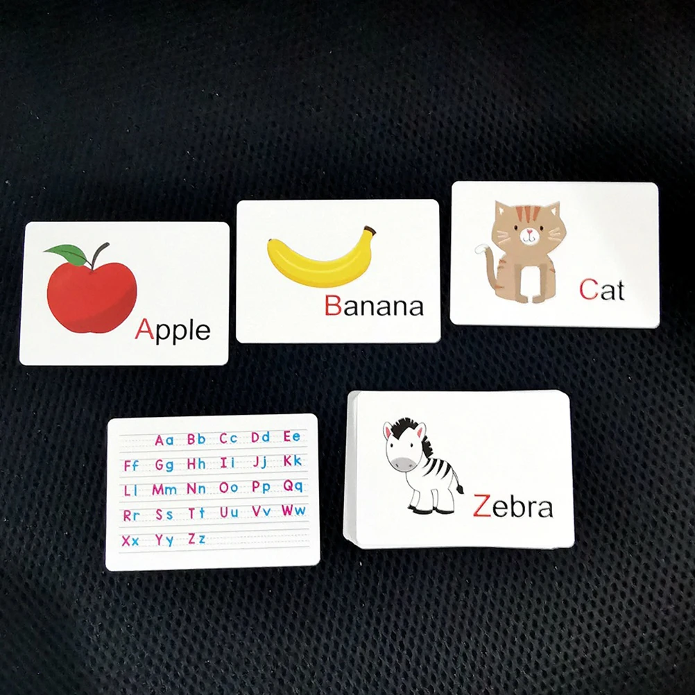27 pezzi di carte alfabetiche educative precoci per bambini, parole inglesi, apprendimento della cognizione, carte da gioco di memoria, robuste su entrambi i lati